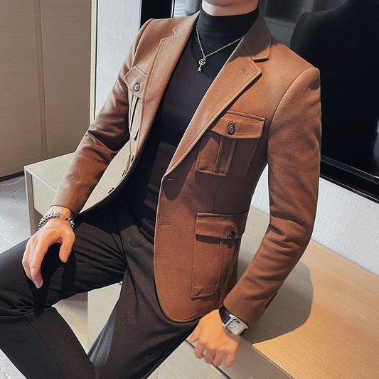 Woolen Single-breasted Suit Jacket