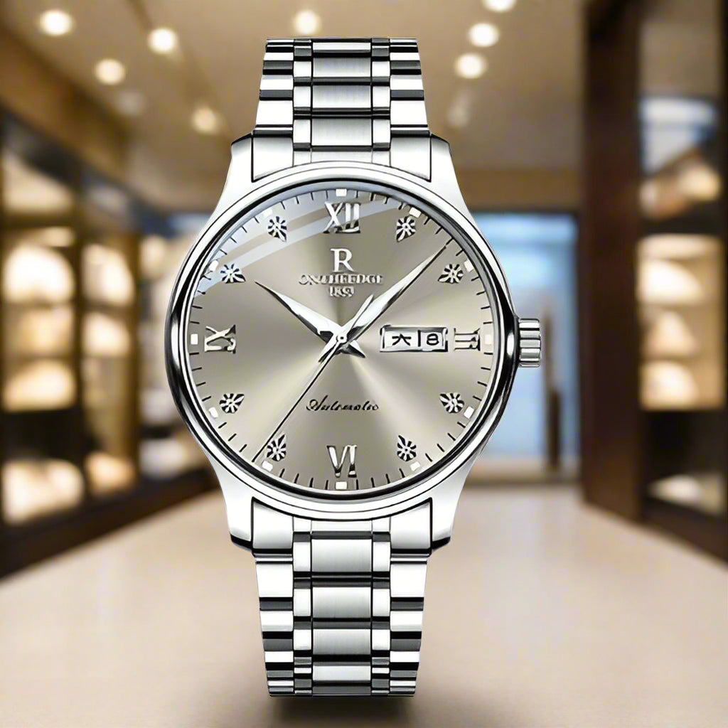 On The Edge - High-grade Waterproof Mechanical Watch with a silver shell and Swiss movement, perfect for any occasion.