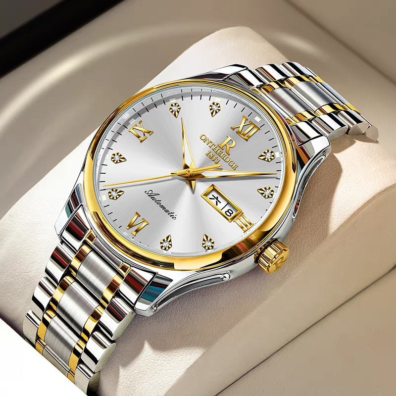 Stylish On The Edge - High-grade Waterproof Mechanical Watch with silver and gold accents, perfect for any occasion.