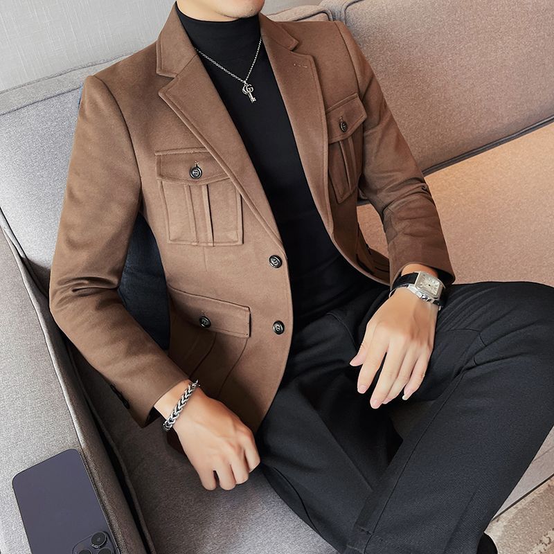 Woolen Single-breasted Suit Jacket