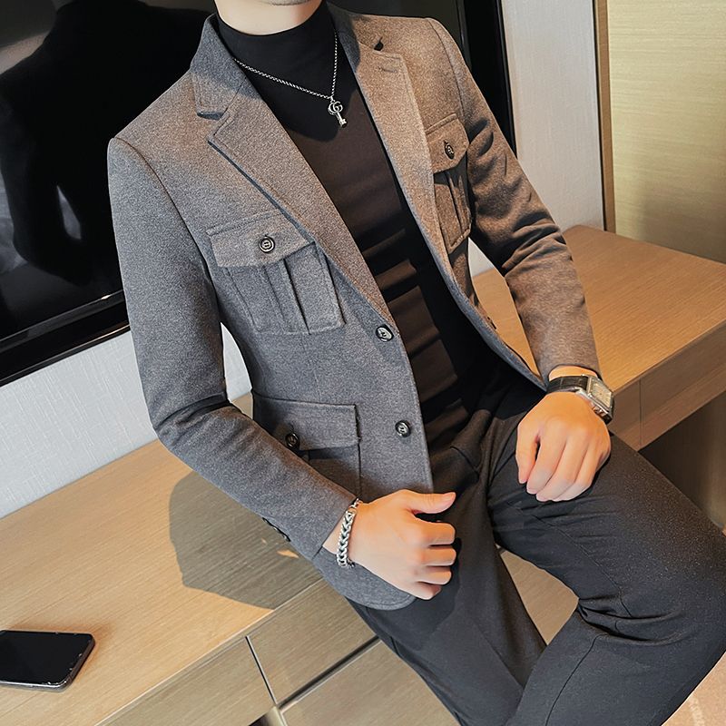 Woolen Single-breasted Suit Jacket