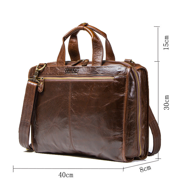 Cowhide Business Messenger Briefcase