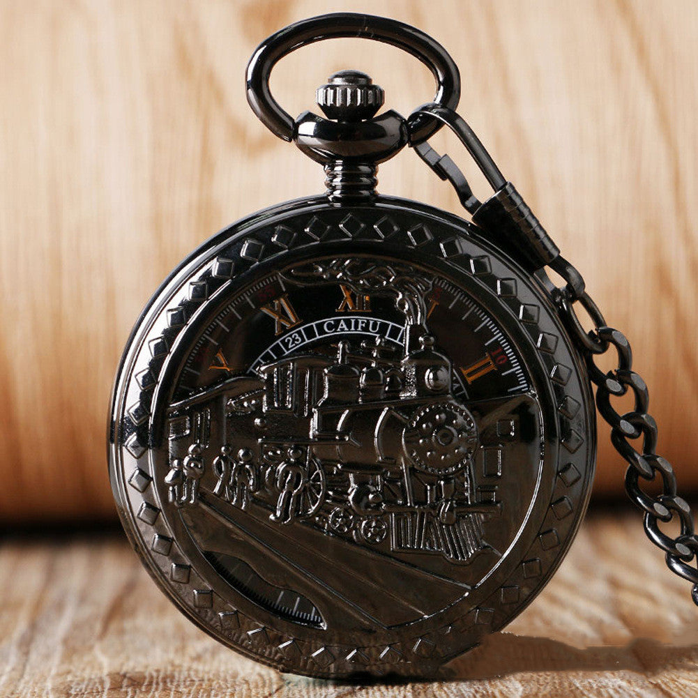 Locomotive Theme Flip Manual Pocket Watch