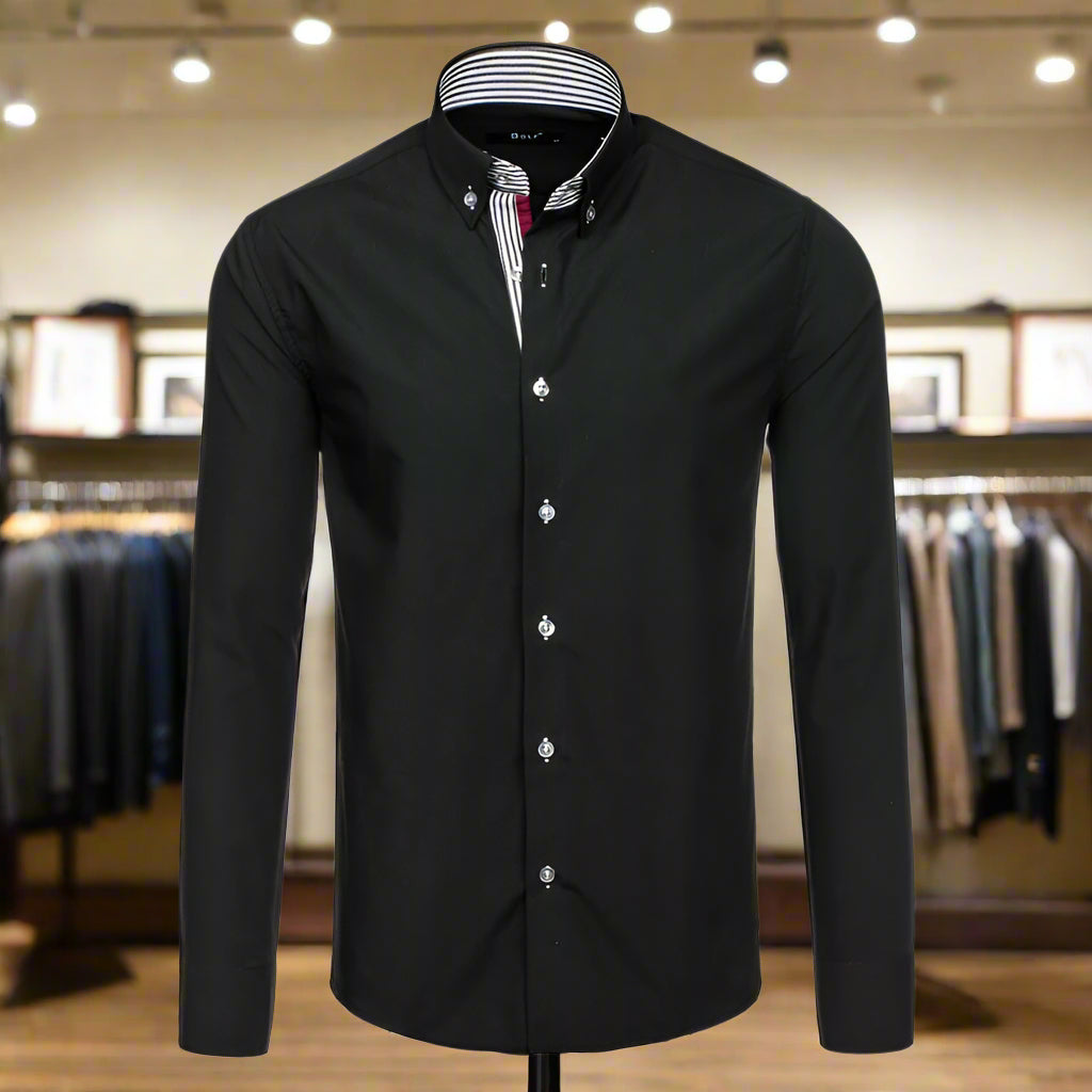 Men's Long-sleeved Solid Shirt