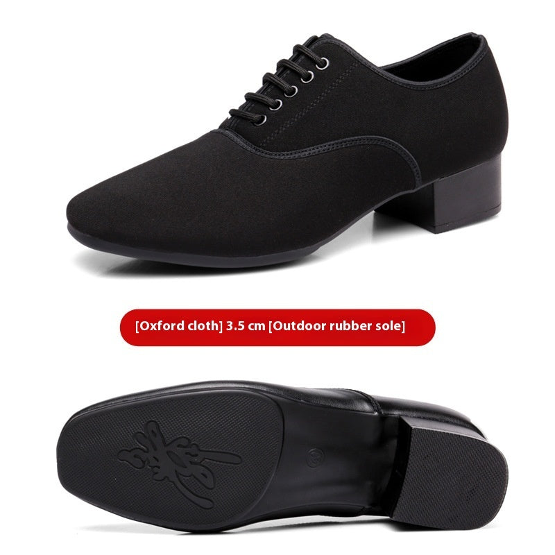 Rubber Sole Calfskin Oxford Cloth Shoes