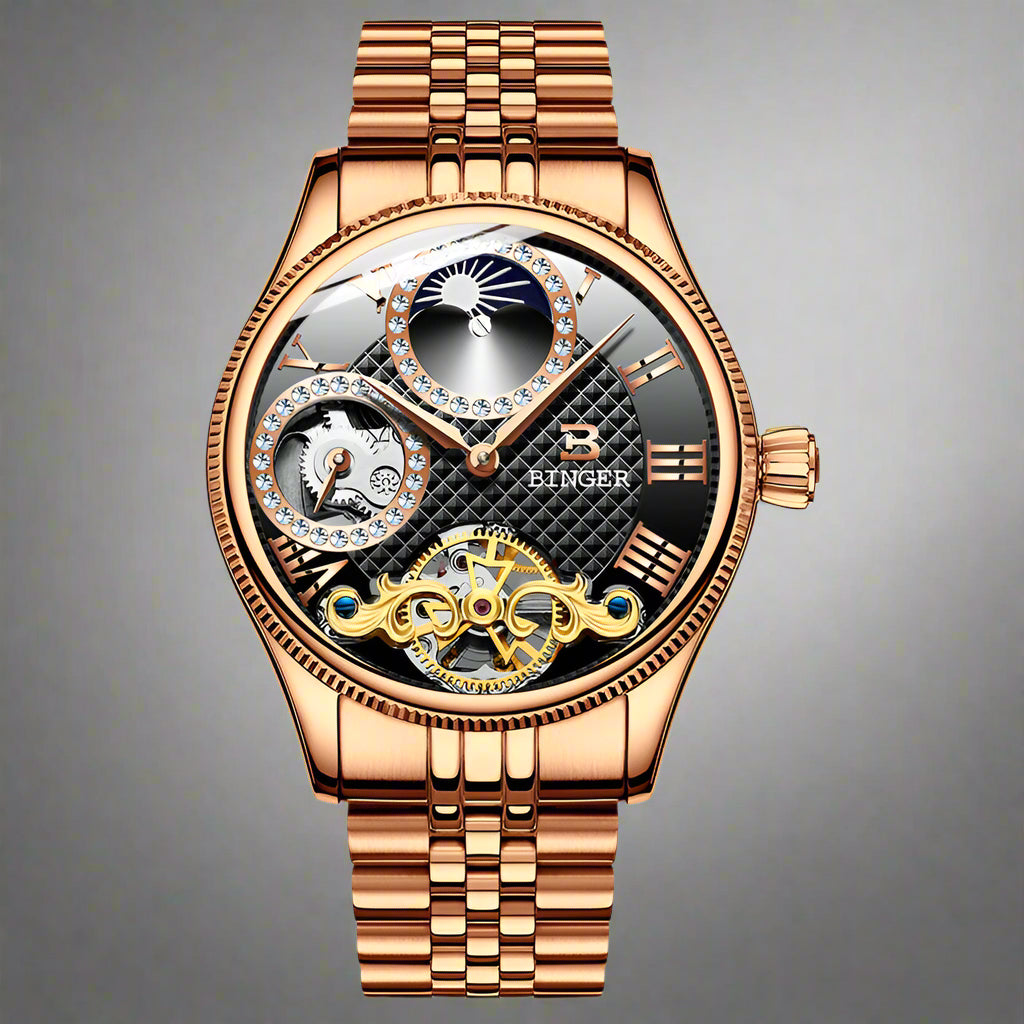 Binger Skeleton Automatic Stainless Steel Watch