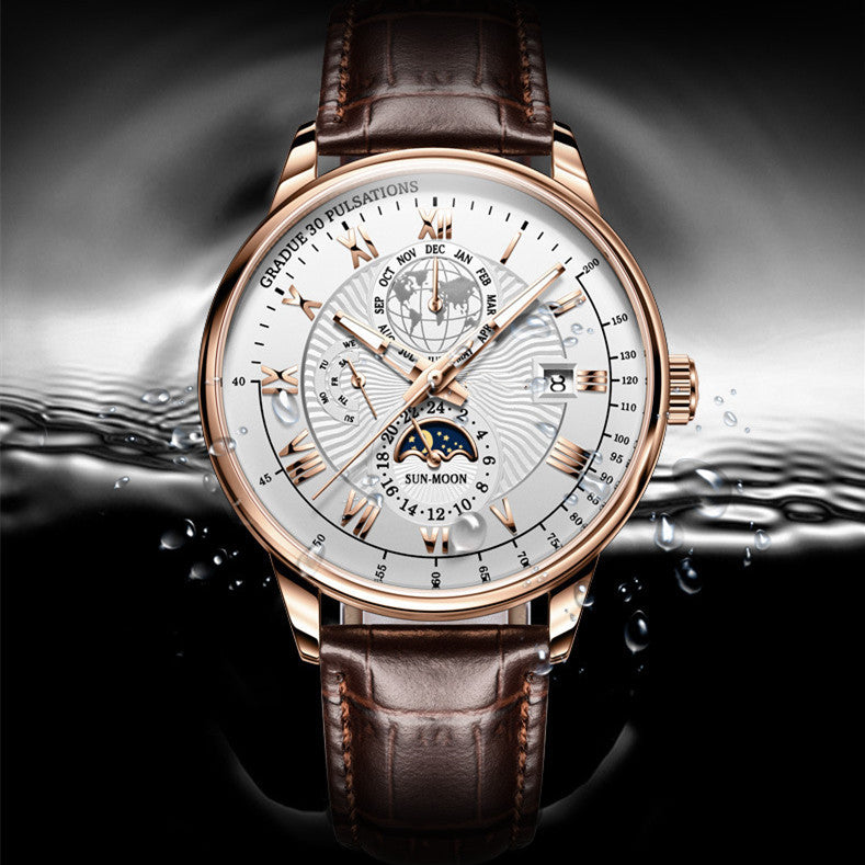 Three Eyes Calendar World Automatic Movement Watch