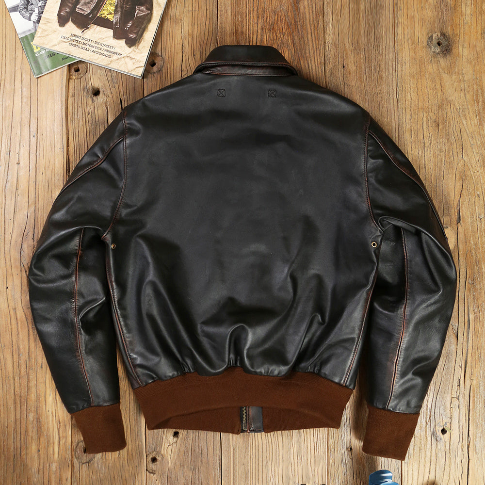 Stylish American Biker Leather Jacket in black, crafted from genuine leather for a bold look. Perfect for any rider.