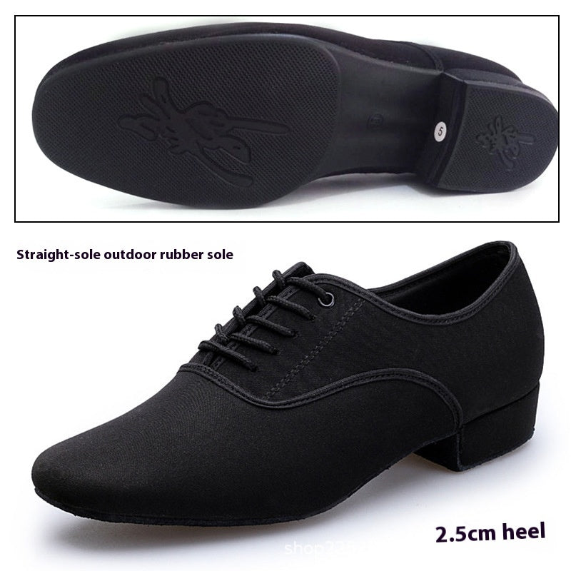 Rubber Sole Calfskin Oxford Cloth Shoes